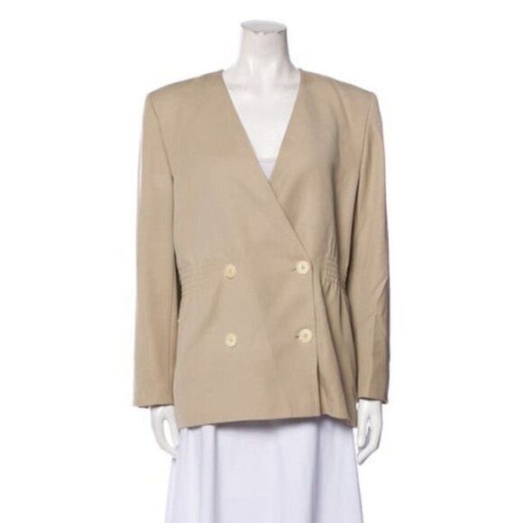 Valentino Authentic Vintage Solid Beige Long Sleeve Blazer Jacket 12 46 Large - Picture 1 of 7
